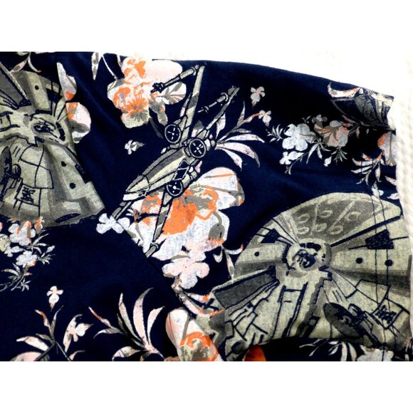 Star Wars Millennium Falcon Floral Hawaiian Button Shirt Large Nerdy Sci Fi Fan - Picture 7 of 9